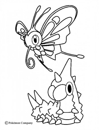 POKEMON BATTLES coloring pages - Wurmple and Beautifly