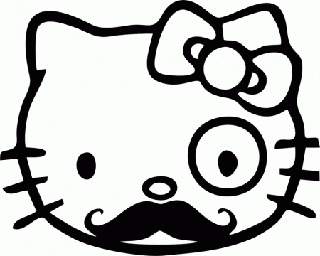 Hellow Kitty Mustache Coloring Page