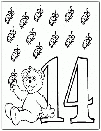Number Fourteen Coloring pages to print | Coloring Pages