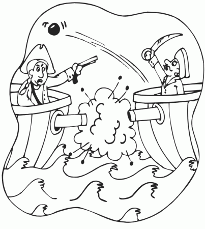 Pirate Coloring Page | Pirate Battle At Sea