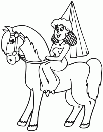 Princess Coloring Page | Princess Riding Horse