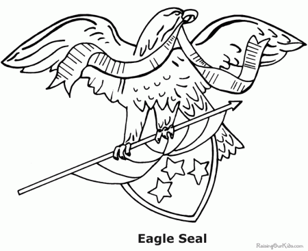 Eagle holding flag drawing - American Patriotic Symbol -003