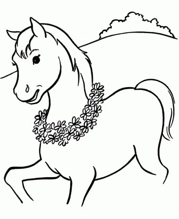 Horse with Flower Coloring Pages Printable : New Coloring Pages