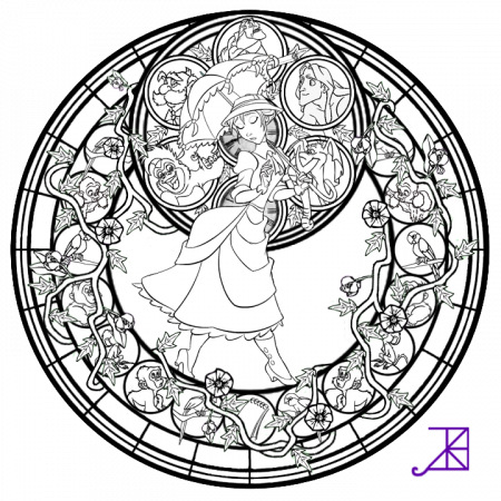 Stained Glass: Sally: Remastered -line art- by Akili-Amethyst on 