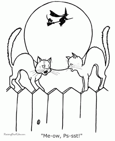 halloween black cat Colouring Pages (page 2)