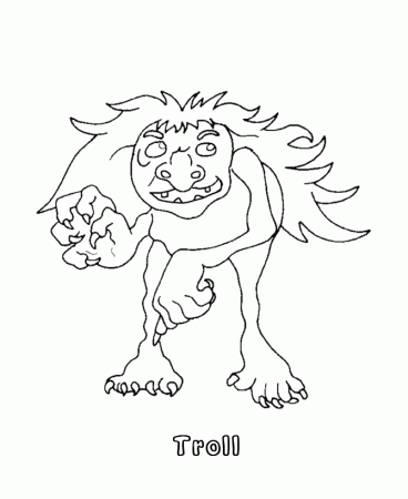 BlueBonkers - Mythical Animals and Beasts Coloring Sheets - Troll 