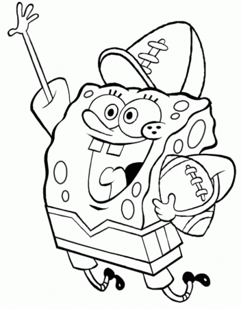 Spongebob Playing Baseball Coloring Page - Spongebob Cartoon 