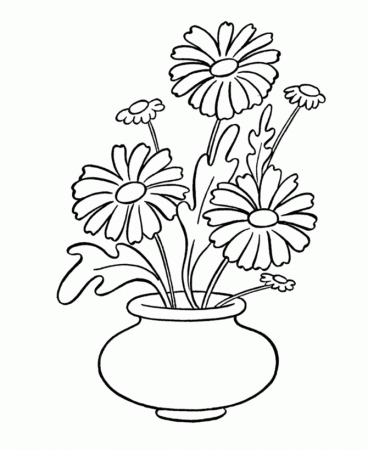 Bluebonkers : Vase of flowers - Simple Objects to Color