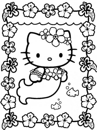 Hello Kitty Cute Mermaid Coloring Pages - deColoring