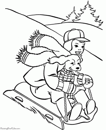 Christmas coloring pages - Dog riding sled!