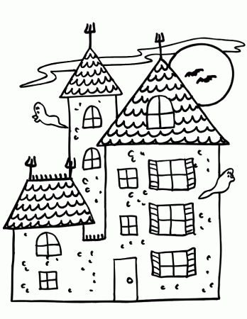 haunted house coloring page: halloween coloring page | Free 
