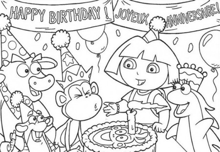 Dora Birthday Coloring Pages Coloring Book Area Best Source For 