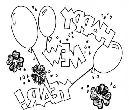 Celebrate New Year Eve With Three Balloons Coloring Page - Kids 