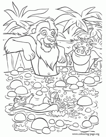 The Lion King - Simba, Timon and Pumbaa enjoying a mud bath 