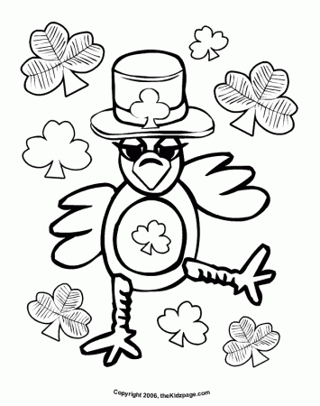 St. Patrick's Day Bird - Free Coloring Pages for Kids - Printable 