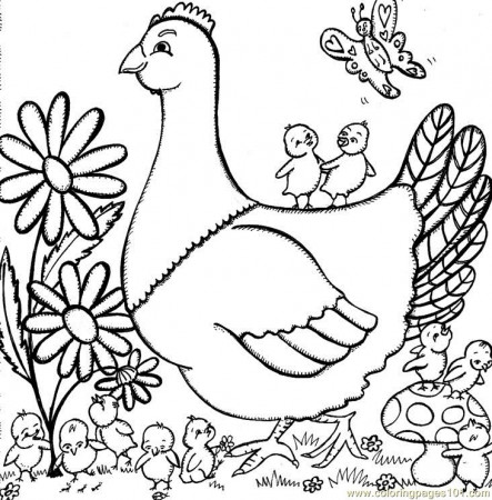 Coloring Pages Mrs Hen (Birds > Chicks, Hens and Roosters) - free 