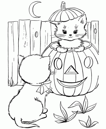 Halloween Party Coloring Pages - Halloween Party Kittens 