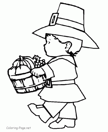 Thanksgiving Coloring Page - Pilgrim harvest 2