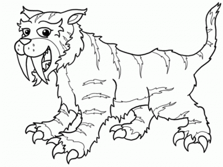 saber-tooth-tiger-drawing-71kyp564 - HD Printable Coloring Pages