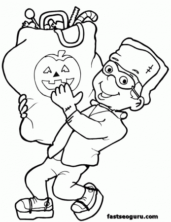boy with candy coloring pages printable for kids