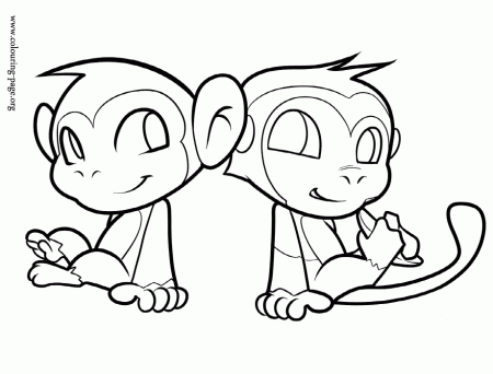Monkeys - Two friendly monkeys coloring page