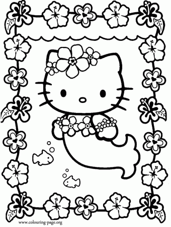 Hello Kitty Coloring Pages Mermaid 115 | Cartoon Coloring Pages
