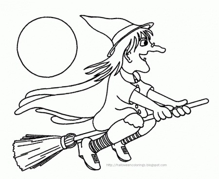 Halloween Witch Coloring Pages Cat Broom Honkingdonkey