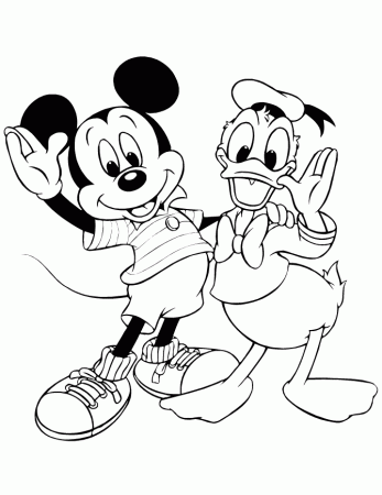 Mickey Mouse And Donald Duck Coloring Page | HM Coloring Pages