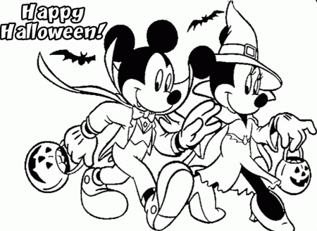 Latest Mickey Minnie Mouse Costume Halloween Coloring Page 