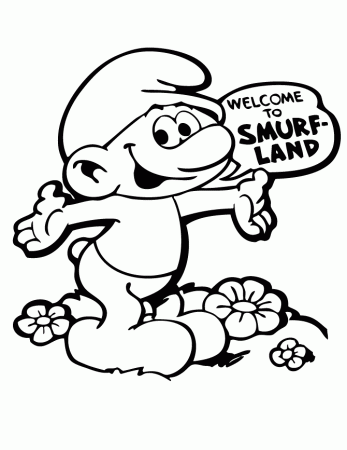 Welcome To Smurf Land Coloring Page | Free Printable Coloring Pages