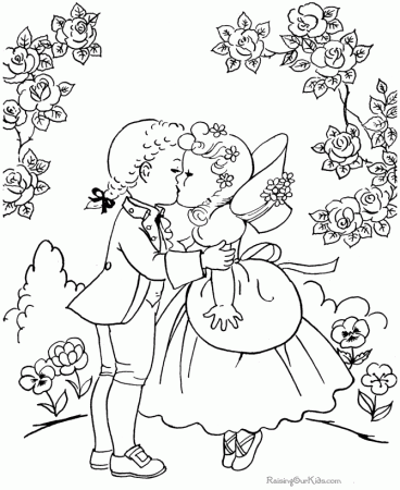 Vintage valentine Colouring Pages