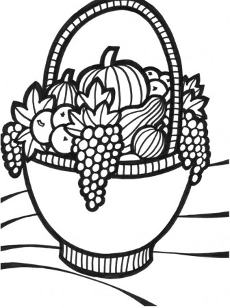 Download The Fruit In Large Basket Coloring Page | Laptopezine.