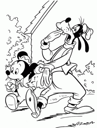 Baby Mickey and Pluto in Halloween Coloring Page - Disney Coloring 