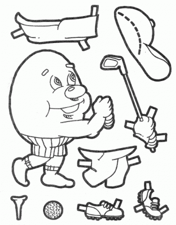 Humpty Dumpty Plays Golf | Coloring Pages
