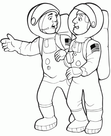 Astronaut Coloring Page | Two American Astronauts
