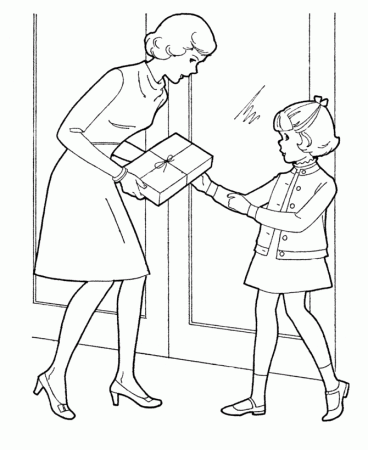 Mother's Day Coloring Pages - Mother's Day Present Coloring Page 