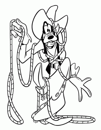 Cowboy Goofy Colouring Pages