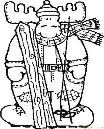 Coloring Pages Moose Skiing (Entertainment > Others) - free 