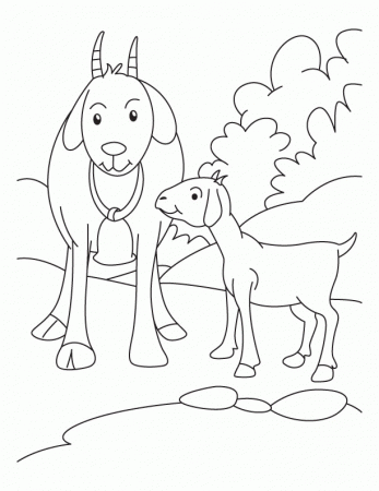 Kid with mother goat coloring pages | Download Free Kid with 