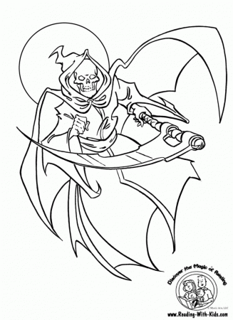 Cool Halloween Grim Reaper Coloring Page - deColoring