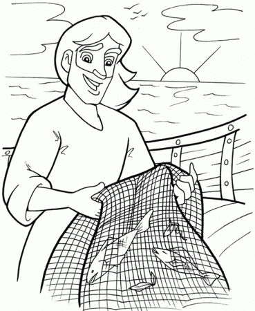 Jesus Helps Catch Fish Coloring Page