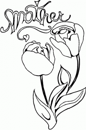 Simple Tulips For Mom Coloring Page | Laptopezine.