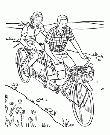 Spring Activity Coloring Page 15 - Spring Biking Coloring Sheets 
