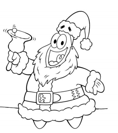 Patrick Star as Santa Spongebob Coloring Page - Christmas Coloring 