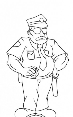 Policeman Wearing Glasses Coloring Pages - Kids Colouring Pages