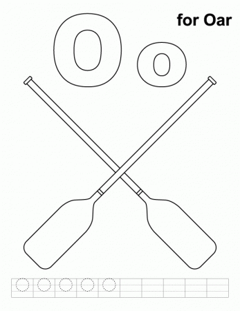 O for oars coloring page with handwriting practice | Download Free 