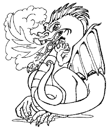 dragon coloring page fierce fire breathing