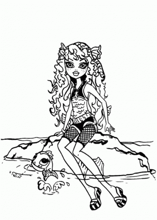Lagoona Blue Relax At Ocean Coloring Pages - Monster High Coloring 
