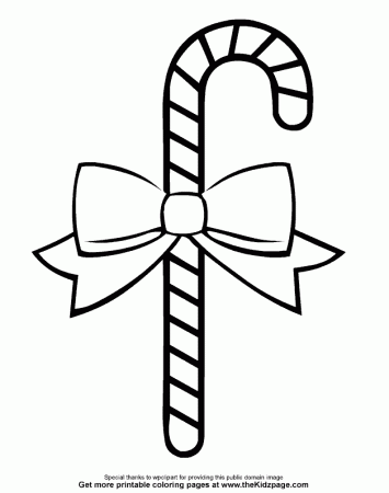 Candy Cane with a Bow - Free Coloring Pages for Kids - Printable 