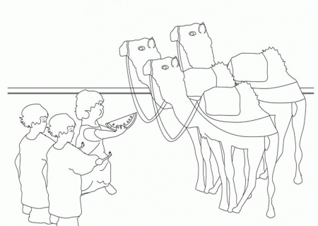 Children And Camel On The Zoo :Kids Coloring Pages | Printable 